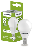 Лампа светодиодная G45 шар 8Вт 230В 4000К E14 GENERICA