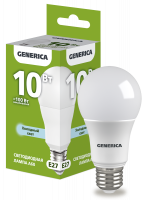 Лампа светодиодная A60 груша 10Вт 230В 6500К E27 GENERICA