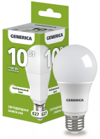 Лампа светодиодная A60 груша 10Вт 230В 4000К E27 GENERICA