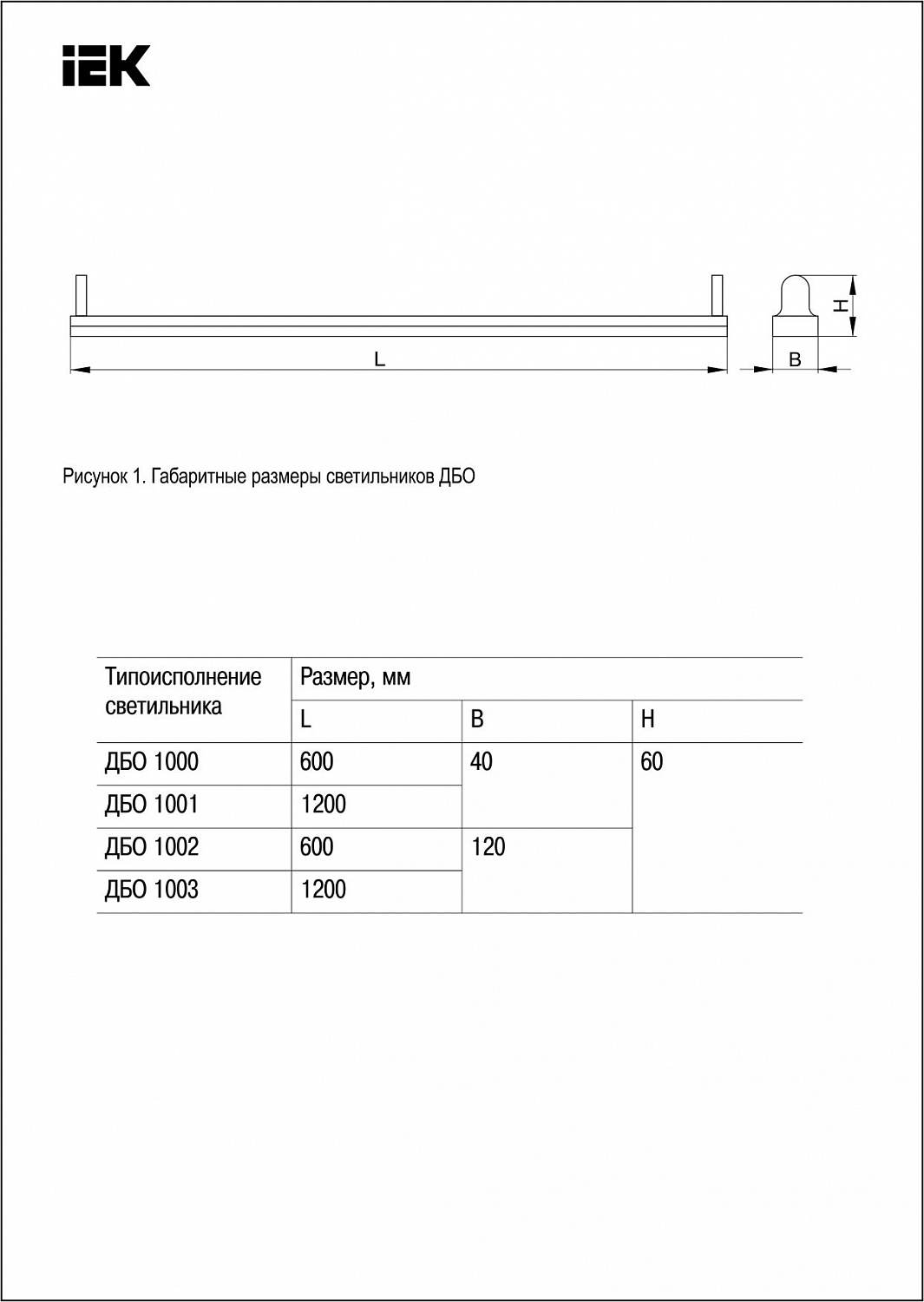 Светильник ДБО 1001 под светодиодную лампу 1хТ8 1200мм IP20 IEK