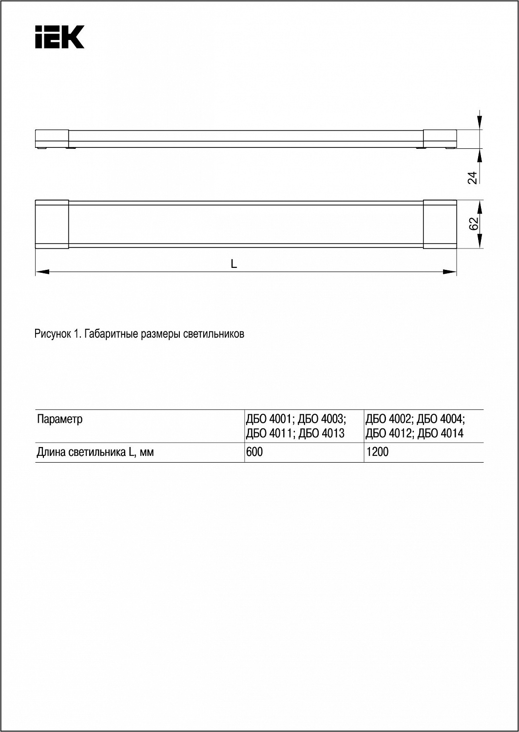 Светильник светодиодный линейный ДБО 4013 18Вт 6500К IP20 600мм призма IEK